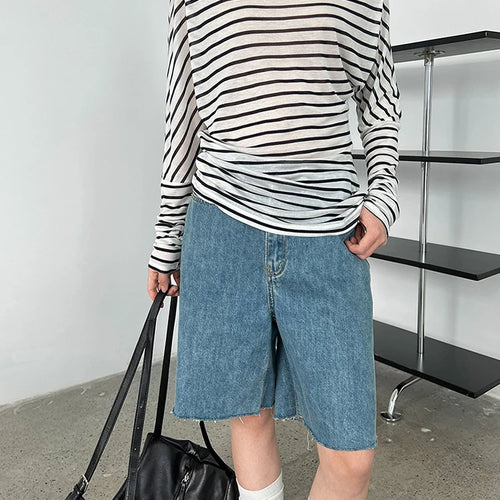 Load image into Gallery viewer, Women Black Striped Irregular Eelgant Big Size T-shirt New Skew Collar Long Sleeve Fashion Tide Spring Autumn 2025 1DJ1308
