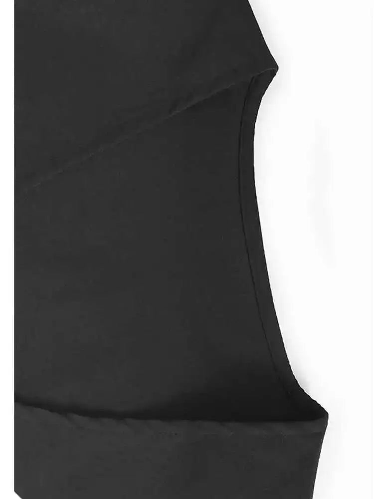 Women Black Pleated Hem Elegant Big Size Midi Vest Dress New V-Neck Sleeveless Fashion Tide Spring Autumn 2025 1DH9964