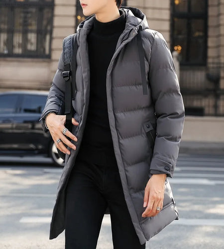 Men Fashion Coat Casual Slim Zipper Jacket Winter Warm Hooded Long Parka Men New Warm Autumn Thick Waterproof Coat Men