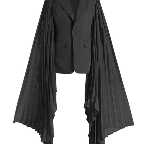 Load image into Gallery viewer, Women Khaki Pleated Irregular Elegant Blazer New Lapel Long Ruffles Sleeve Jacket Fashion Tide Spring Autumn 2025 1DH6395
