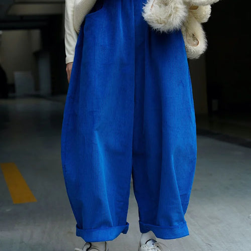 Load image into Gallery viewer, High Elastic Waist Green Corduroy Wide Leg Pants New Loose Fit Trousers Women Fashion Tide Spring Autumn 2025 1DF21930
