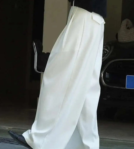 High Waist Khaki Pleated Long Wide Leg Elegant Pants New Loose Fit Trousers Women Fashion Tide Spring Autumn 2025 1DF2195