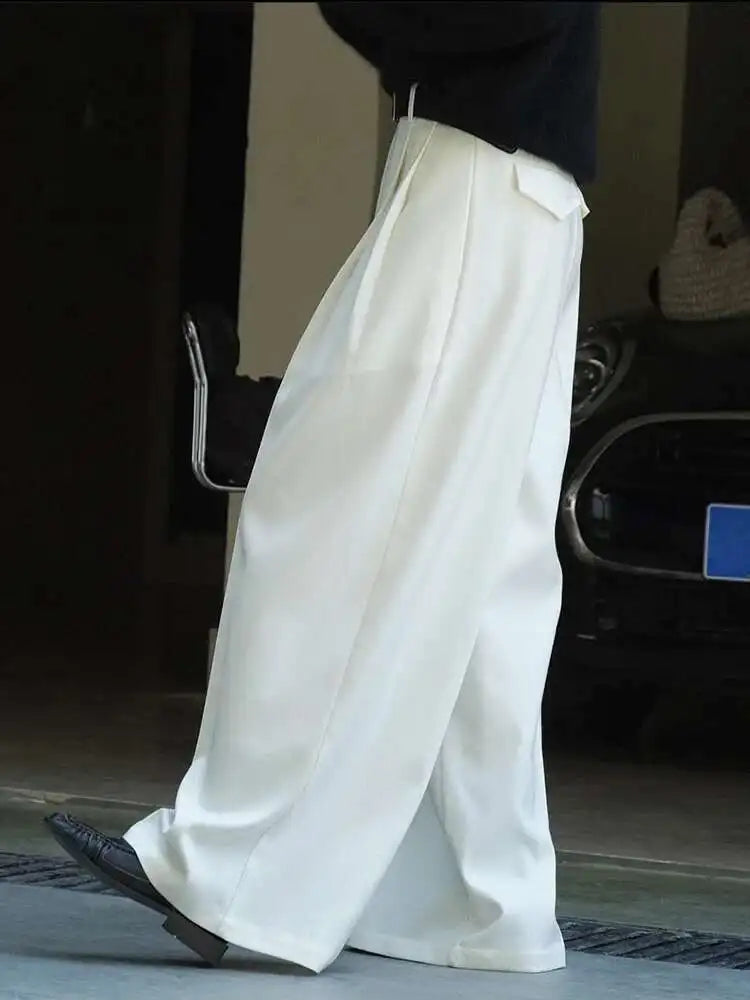 High Waist Khaki Pleated Long Wide Leg Elegant Pants New Loose Fit Trousers Women Fashion Tide Spring Autumn 2025 1DF2195