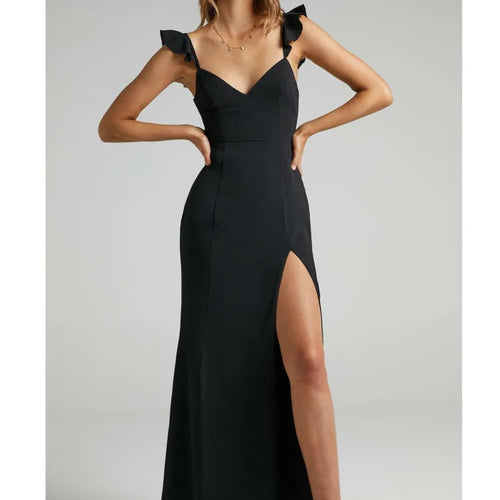 Load image into Gallery viewer, Elegant Sleeveless High Slit Bodycon Party Club Evening Dress Women Pleated High Waisted Vestido Sexy Slim Long Dress
