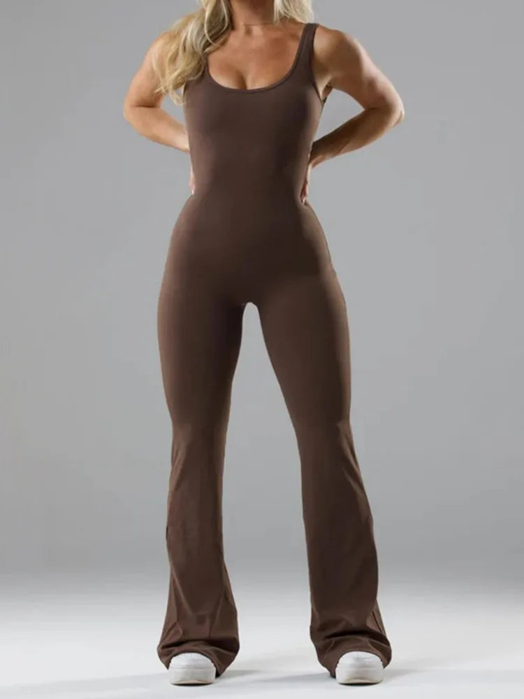 Fashion Elastic Tight Hollow Out Women Jumpsuit 2024 Slim Female Jumpsuit Long Pants Yoga Jumpsuit Sports Casual Rompers