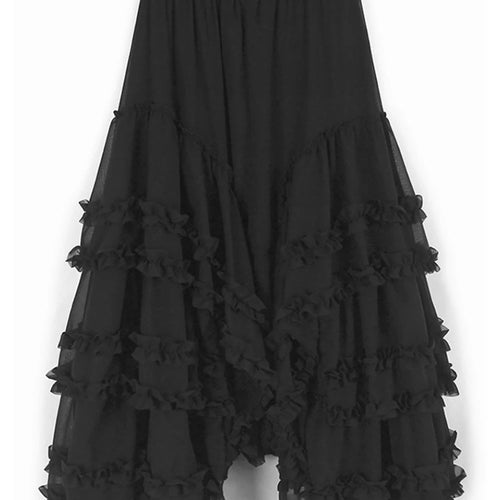Load image into Gallery viewer, High Elastic Waist Black Irregular Ruffles A-line Half-body Skirt Women Fashion Tide New Spring Autumn 2025  1DJ1106
