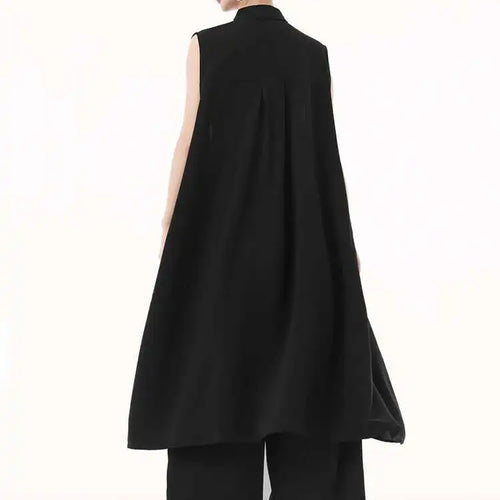 Load image into Gallery viewer, Women Army Green Hollow Out Big Size Midi Casual Dress New Lapel Sleeveless Fashion Tide Spring Summer 2025 1DH9512
