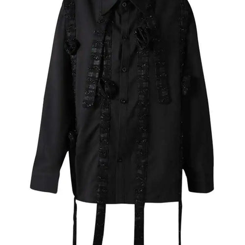 Load image into Gallery viewer, Women Black Three-dimensional Flower Big Size Blouse New Lapel Long Sleeve Shirt Fashion Tide Spring Autumn 2025 CPG2864
