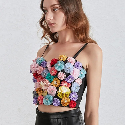 Load image into Gallery viewer, Hit Color Print Tank Tops For Women Square Collar Sleeveless Patchwork Floral Summer Vest Female Fashion
