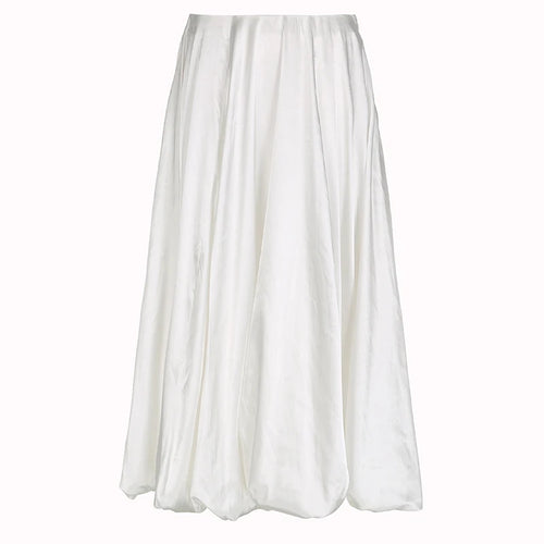 Load image into Gallery viewer, Fashion Folds Bud White Satin Skirt Long Chic Solid Elegant Loose Maxi Skirt Female Boho Vacation Outfits Draped
