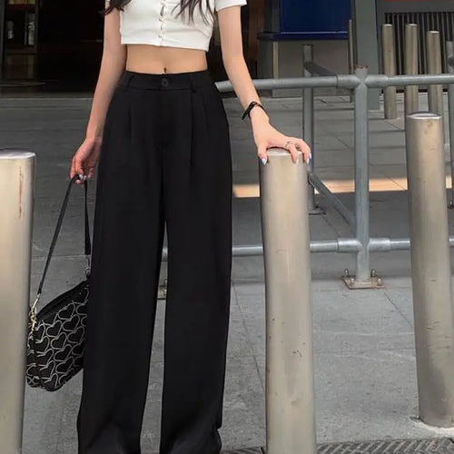 Load image into Gallery viewer, Purple Dropping Floor Pants For Women Spring Autumn 2023 Black High-waisted Suit Pants Versatile Straight Casual Yellow Trousers
