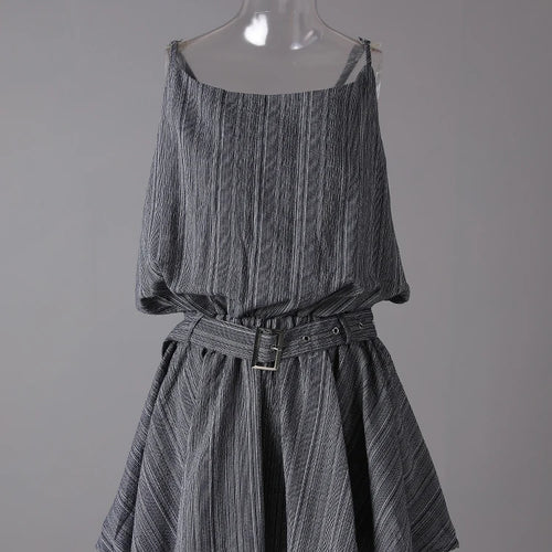 Load image into Gallery viewer, Women White Belted Elegant Spaghetti Strap Mini Dress New Round Neck Sleeveless Fashion Tide Spring Summer 2025 CPG3145
