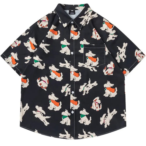 Load image into Gallery viewer, Hawaiian Shirts Cartoon Dog Graphic Printed Beach Blouse Harajuku Baggy Button Up Short Sleeve Shirt Hip Hop Casual Summer Tops
