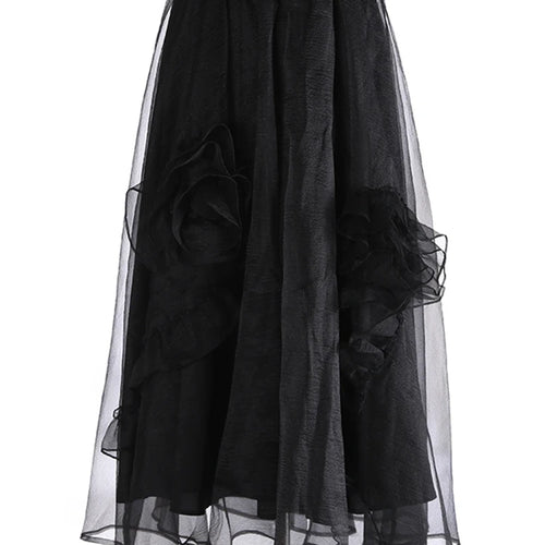 Load image into Gallery viewer, High Elastic Waist Khaki Three-dimensional Flower Mesh Half-body Skirt Women Fashion Tide New Spring Autumn 20251DJ0912
