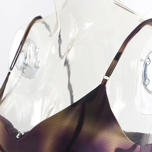 Load image into Gallery viewer, Women Purple Print Irregular Elegant Spaghetti Strap Dress New V-Neck Sleeveless Fashion Tide Spring Autumn 2025 1DJ0346
