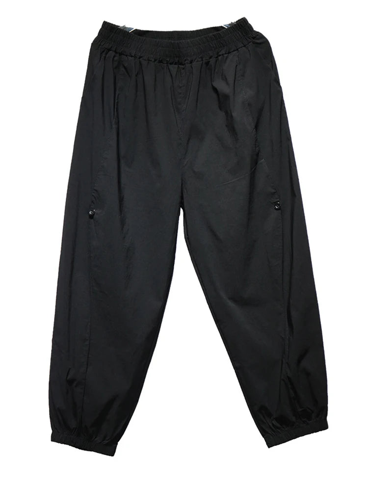 High Elastic Waist Black Brief Pocket Casual Harem Pants New Trousers Women Fashion Tide Spring Autumn 2025 1DJ0897