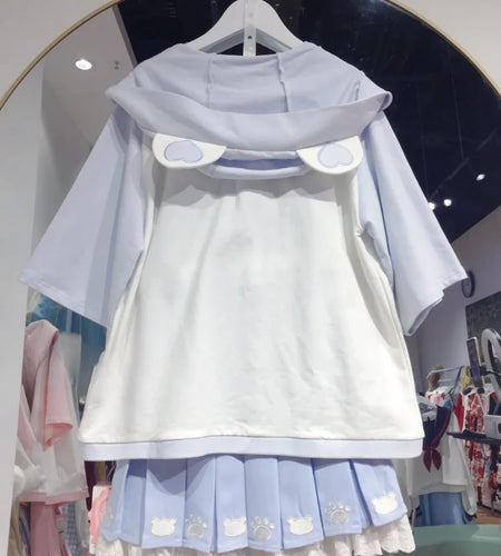 Preppy Style Cartoon Printing Hooded Coats Women Y2k Aesthetic Patchwork Casual Jackets Summer Harajuku Loose Zipper Grunge Tops