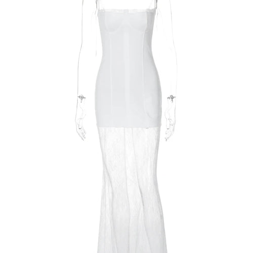 Load image into Gallery viewer, Elegant White Slips Patchwork Lace Sexy Slim Maxi Dress Summer Women Fashion Outfit Beach Party Festival Wholesale
