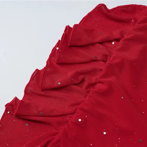 Load image into Gallery viewer, Spaghetti Strap Ruffled Sexy Mini Dress For Women Red Fashion Sleeveless Backless High Waist A-line Club Party Dress
