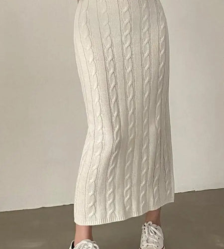 Solid Knitted Skirts For Women 2023 Fashion Autumn Winter Slim Long Skirt Vintage Casual Elastic High Waisted Straight Skirt New