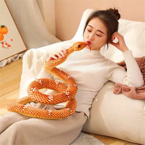 Load image into Gallery viewer, 1pc 200cm Giant Snakes Plush Toy Simulation Long Golden Python Stuffed Snake Plushie Pillow Children Boys Gift Home Decoration
