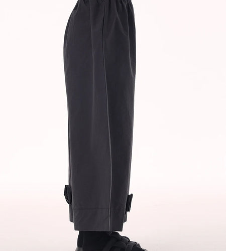 High Elastic Waist Black Three-dimensional Flower Wide Leg Pants New Trousers Women Fashion Spring Autumn 2025 1DH9426