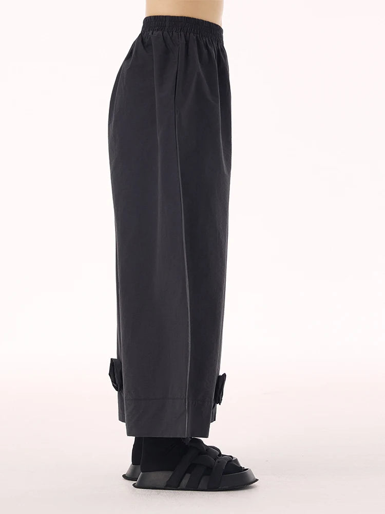 High Elastic Waist Black Three-dimensional Flower Wide Leg Pants New Trousers Women Fashion Spring Autumn 2025 1DH9426