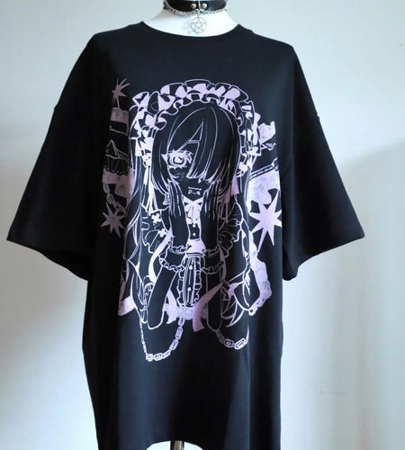 Japanese Woman T Shirt Y2k Tops 2024 Ropa Mujer Harajuku Oversized Tshirts Cotton Tees Casual Chic Anime Print Summer T-shirts