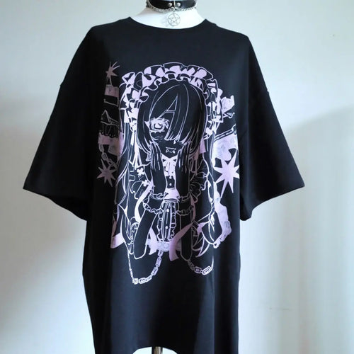 Load image into Gallery viewer, Japanese Woman T Shirt Y2k Tops 2024 Ropa Mujer Harajuku Oversized Tshirts Cotton Tees Casual Chic Anime Print Summer T-shirts
