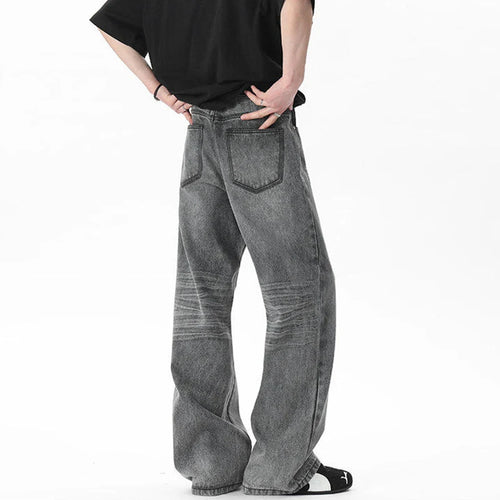 Load image into Gallery viewer, Male Jeans New American Style Flower Tied Cat Beard Design Gradient Color Trendy Men&#39;s Straight Leg Casual Bottoms 9W1805
