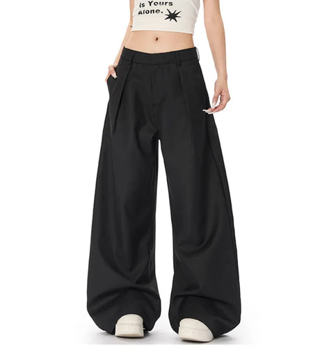 Men's Suit Pants Curved Knife Trendy New American Style Straight Wide Leg Solid Color High Street Male Trousers 9W1925