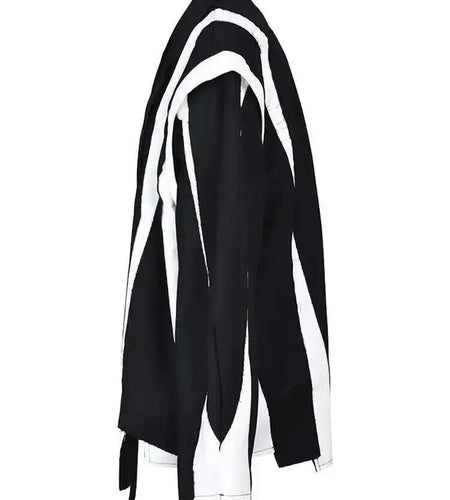 Women Black Irregular Color-block Big Size Blazer New Lapel Long Sleeve Jacket Fashion Tide Spring Autumn 2025 1DF308001