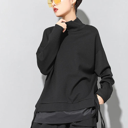 Load image into Gallery viewer, Loose Fit Asymmetrical Big Size Sweatshirt New High Collar Long Sleeve Women Big Size Fashion Spring Autumn 2025 19A-a124

