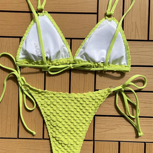 Load image into Gallery viewer, Halter Bikini 2024 Sexy Push Up Swimwear Women Brazilian Swimsuit Bandage Thong Biquini Two Piece Bathing Suit
