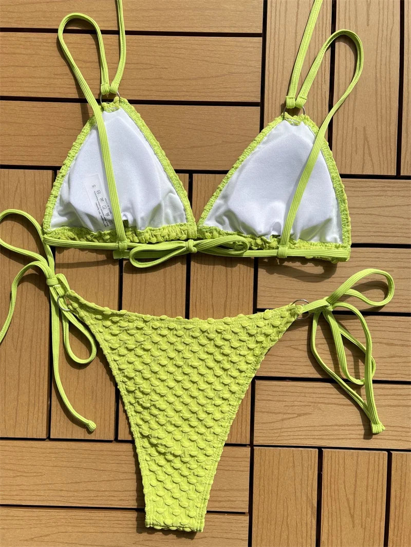 Halter Bikini 2024 Sexy Push Up Swimwear Women Brazilian Swimsuit Bandage Thong Biquini Two Piece Bathing Suit