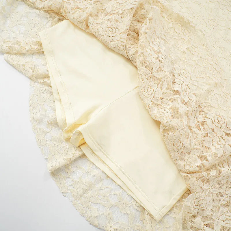 Off-shoulder Strapless Sexy Mini Dress For Women Elegant Lace Sleeveless Backless High Waist Pleated Cake Dress