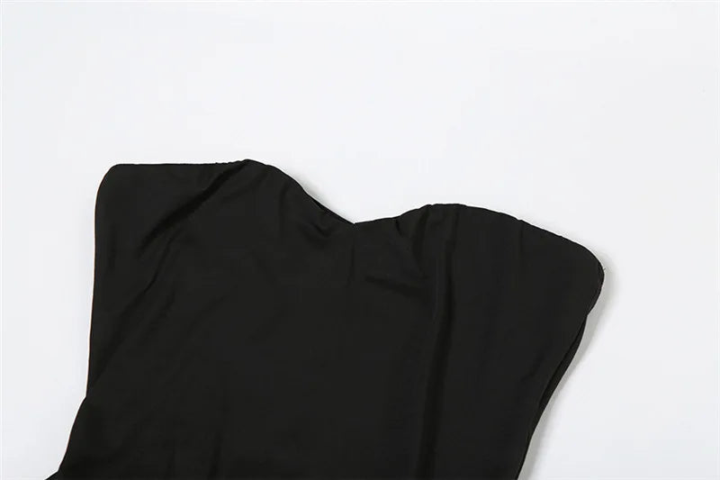 Patchwork Off-shoulder Sexy Maxi Dress For Women Contrasting Color Strapless Sleeveless Backless Lace-up Sexy Dress