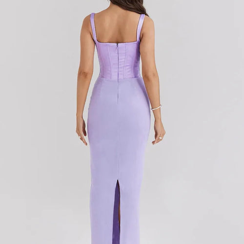 Load image into Gallery viewer, Sexy V-neck Fishbone Suspender Women Evening Dress Elegant Sleeveless Dress Slim Fit Backless Slit Female Vestido 2025
