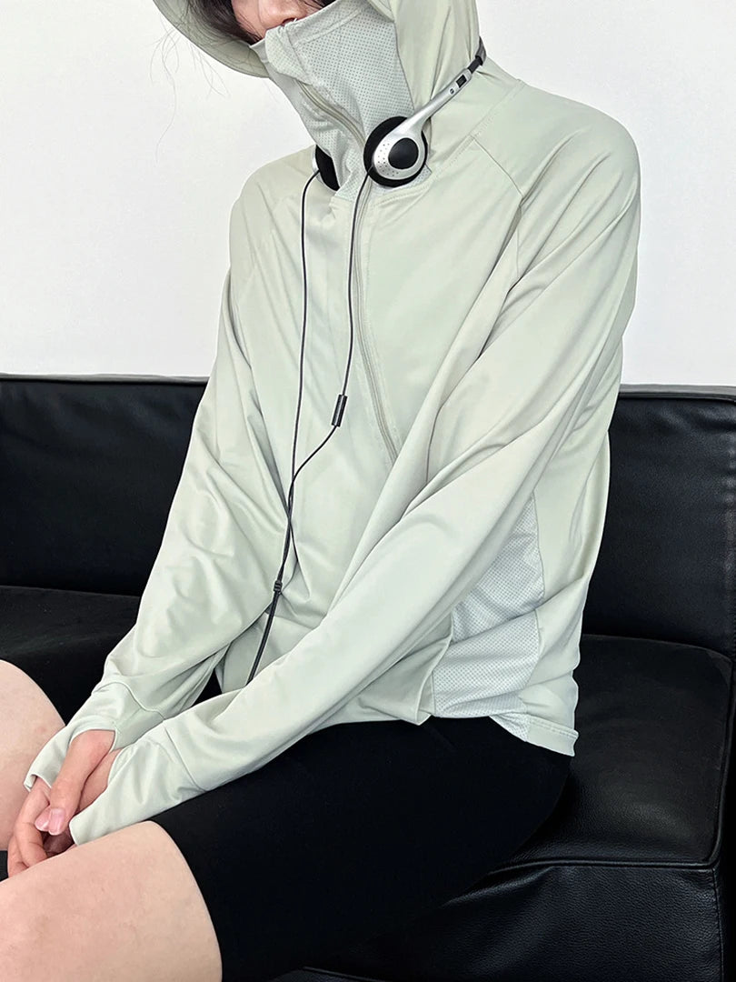 Gray Sunscreen Thin Big Size Casual Jacket New Hooded Long Sleeve Women Coat Fashion Tide Spring Autumn 2025 1DJ1562