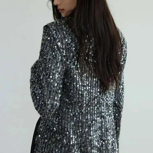 Load image into Gallery viewer, Sequins Shining Blazer Wide Leg Shorts Two Piece Suit New Lapel Long Sleeve Women Fashion Tide Spring Autumn 2025  1DH7070
