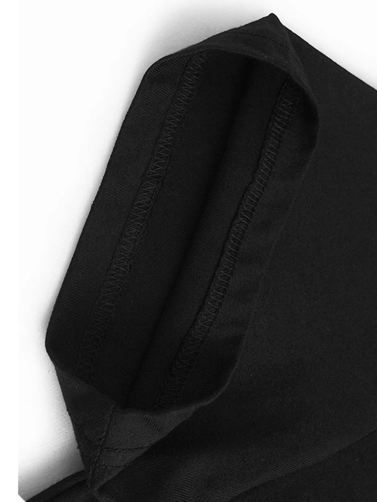 Women Black Khaki Irregular Spliced Big Size Long Dress New Round Neck Short Sleeve Fashion Spring Summer 2025 1DJ1119