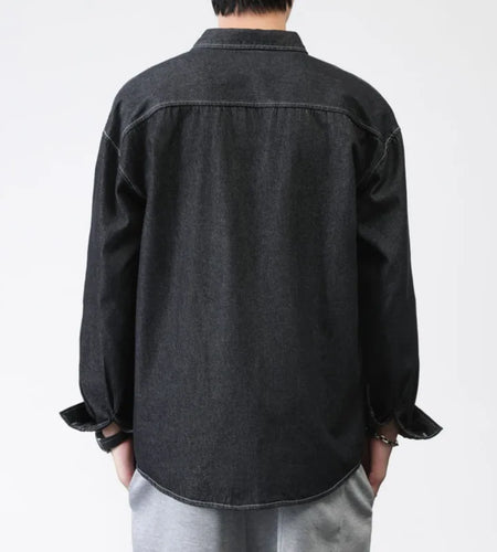 Men's Cargo Denim Shirt Turn-down Collar New Washed Loose Korean Fashion Long Sleeve Male Shirts Spring 2025 9W1317