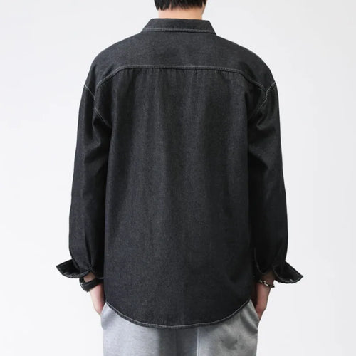 Load image into Gallery viewer, Men's Cargo Denim Shirt Turn-down Collar New Washed Loose Korean Fashion Long Sleeve Male Shirts Spring 2025 9W1317
