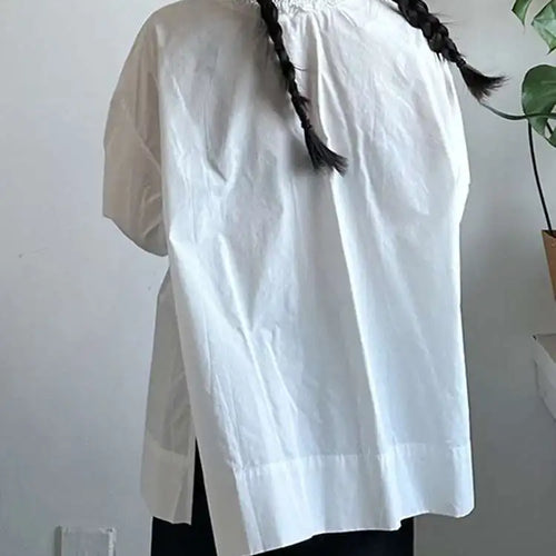 Load image into Gallery viewer, Women White Ruffles Elegant Big Size Long Blouse New V-neck Long Sleeve Shirt Fashion Tide Spring Autumn 2025 1DJ0732
