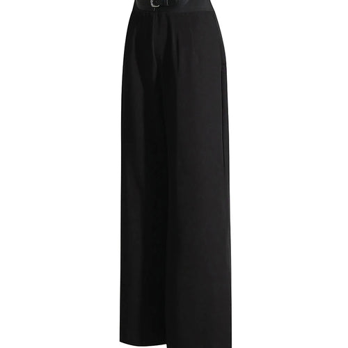 Load image into Gallery viewer, Patchwork Belt Solid Minimalist Floor Length Trousers For Women High Waist Casual Loose Wide Leg Pants Female Fashion
