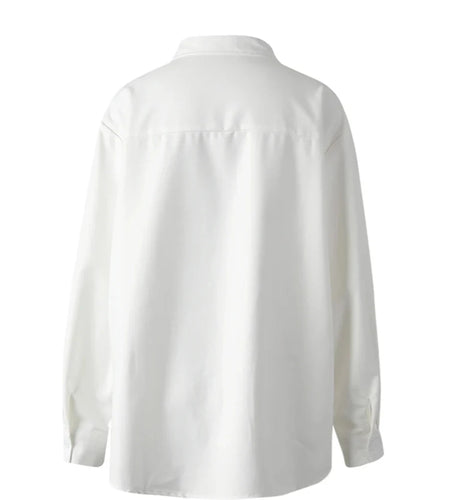 Solid Sheer Spliced Mesh Elegant Blouses for Women Lapel Long Sleeves Patchwork Bead Blouse Female Fashion Clothing