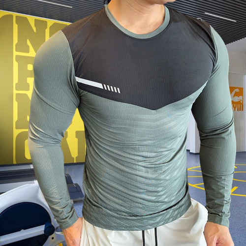 Load image into Gallery viewer, Mens Fitness Running T-shirt Gym Compression Sweatshirt Dry Fit Exercise Sports Tops Breathable Elasticity Rash Guard Clothing
