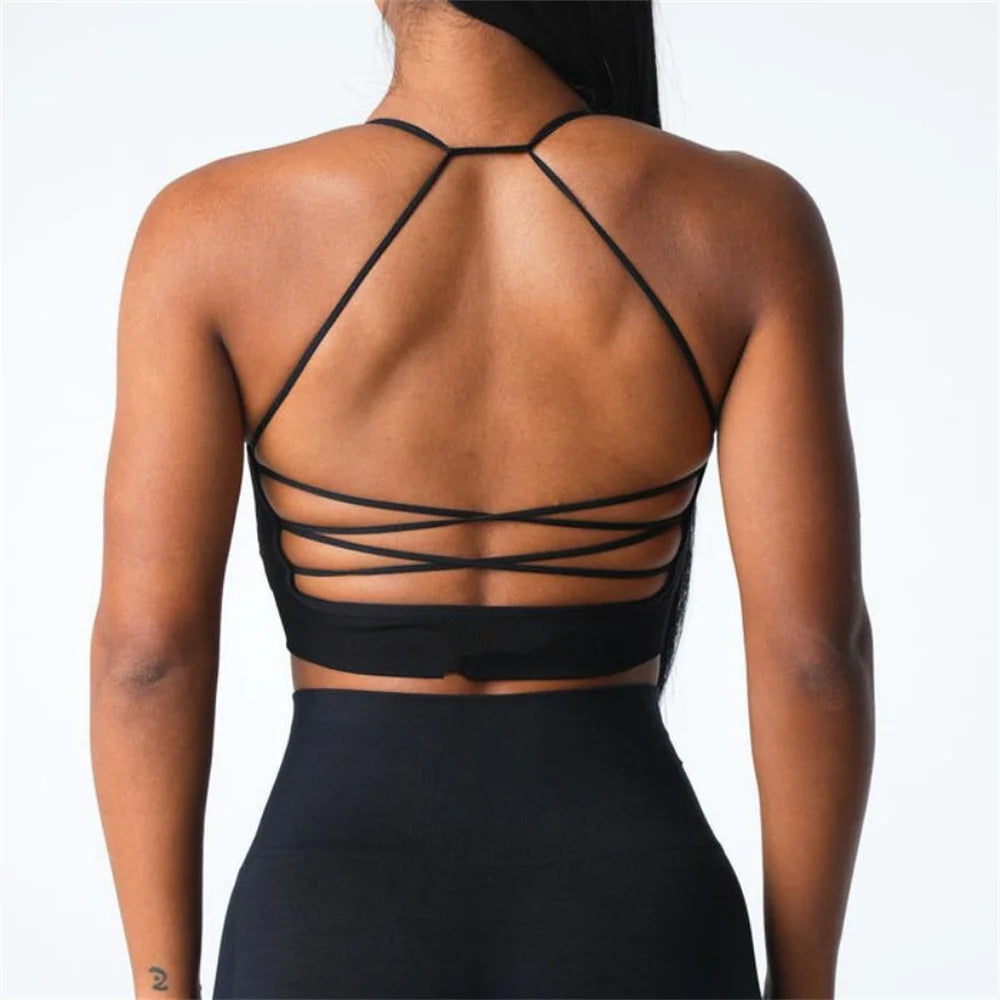 Pad Women Cross Strap Sport Beautiful Back Top Push Fitness Yoga Bra Gym Quick Dry Bra Fitness Top Sports Breathable Bra