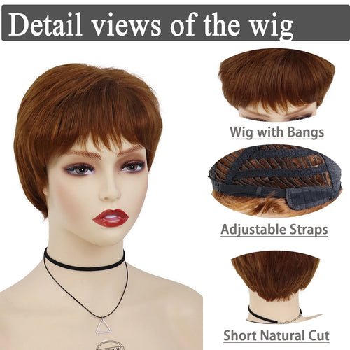 Load image into Gallery viewer, Women Wig Short Brown Synthetic Hair Wig Bob Haircut Natural Wigs for Mother Old Lady Costume Elderly Wigs Straight Cut
