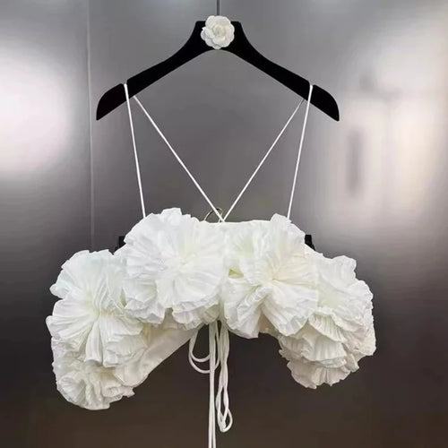 Load image into Gallery viewer, Solid Spliced 3D Flower Temperament Vests for Women Square Neck Off Shoulder Esxy Vest Female Fashion Clothing New
